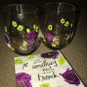 2 Hallmark Wine glasses and napkins